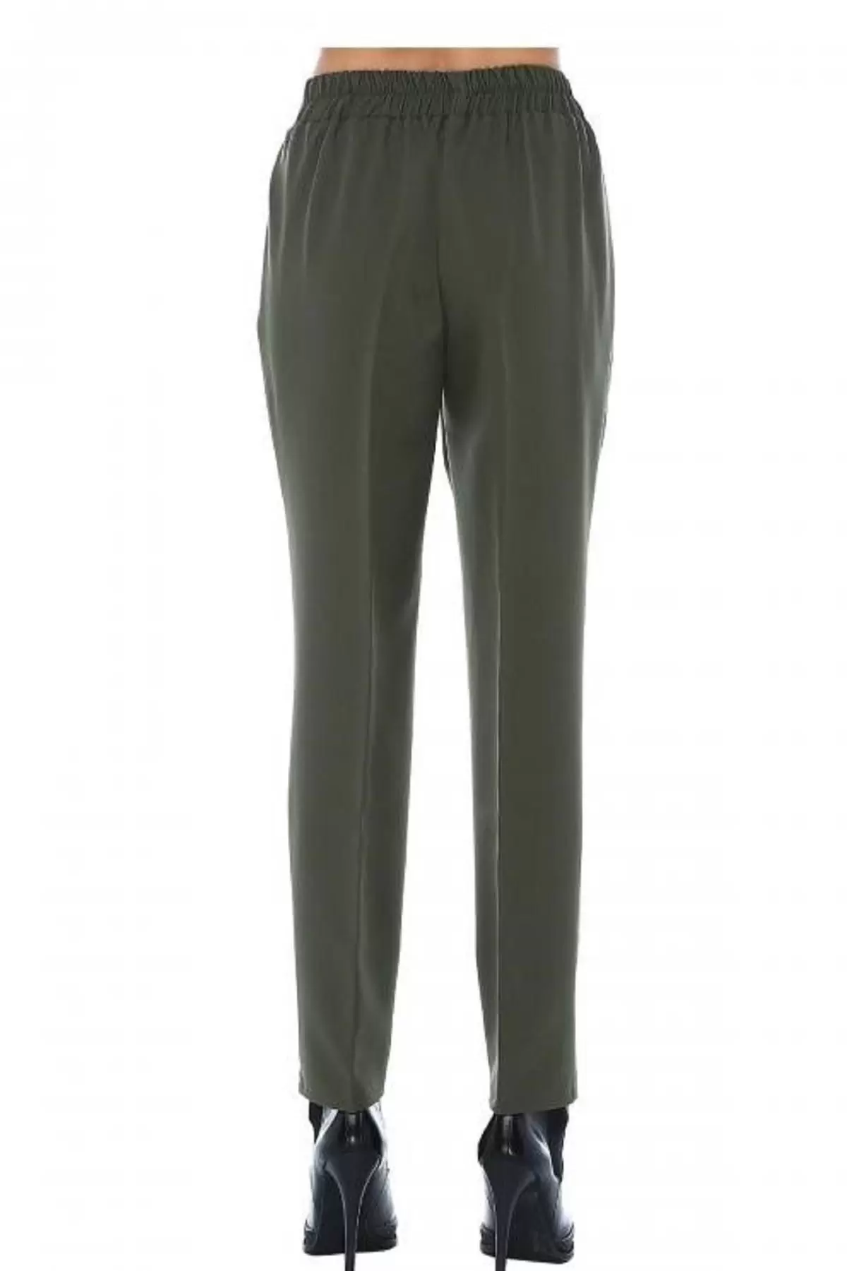 Belden Lastikli Haki Bilek Kadın Pantolon