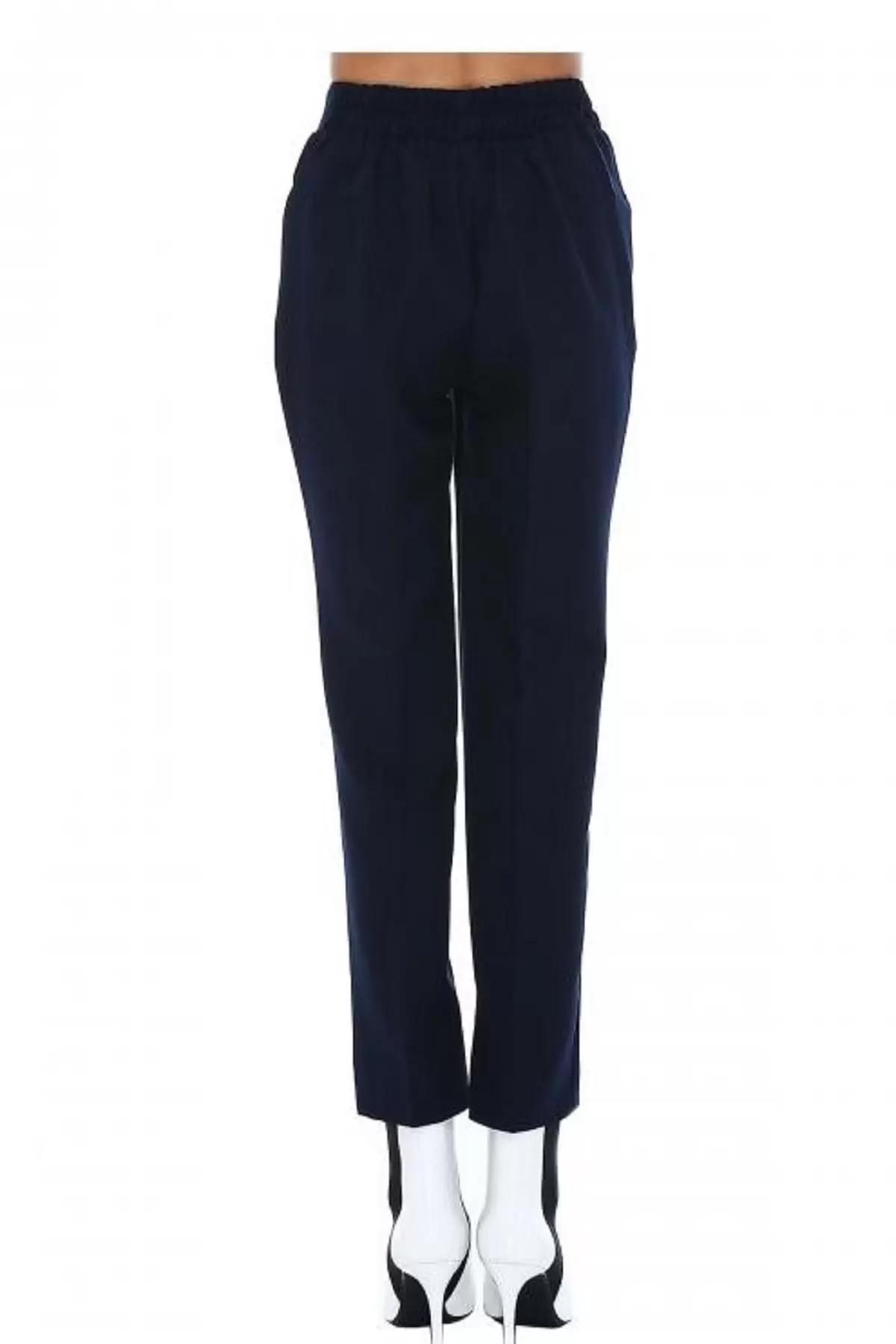Belden Lastikli Lacivert Bilek Kadın Pantolon