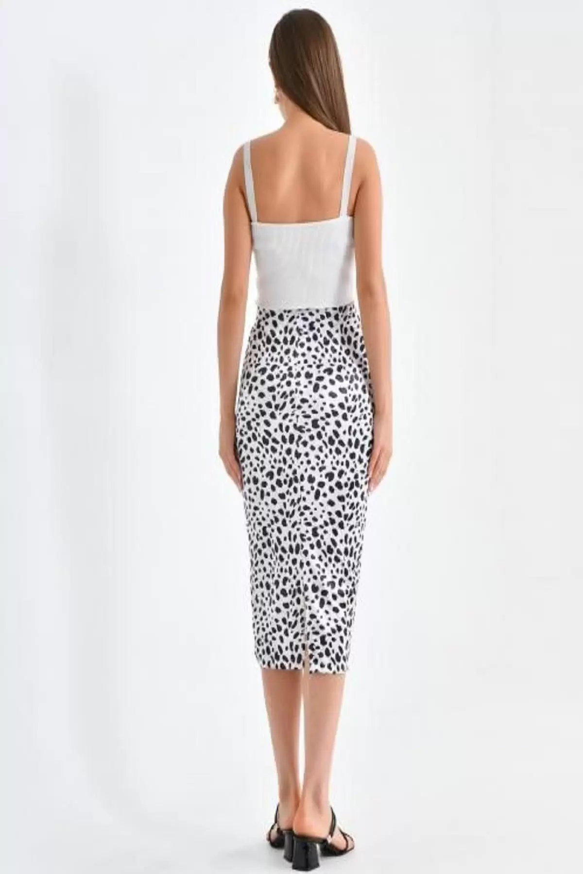 Belden Lastikli Zebra Desenli Kadife Kalem Kadın Etek