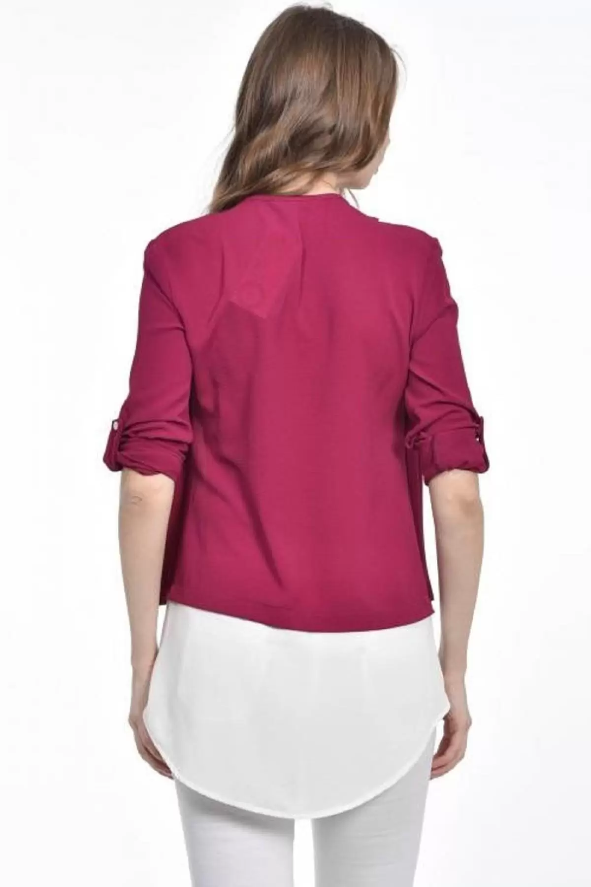 İnci Detaylı Fuşya Kadın Krep Bluz