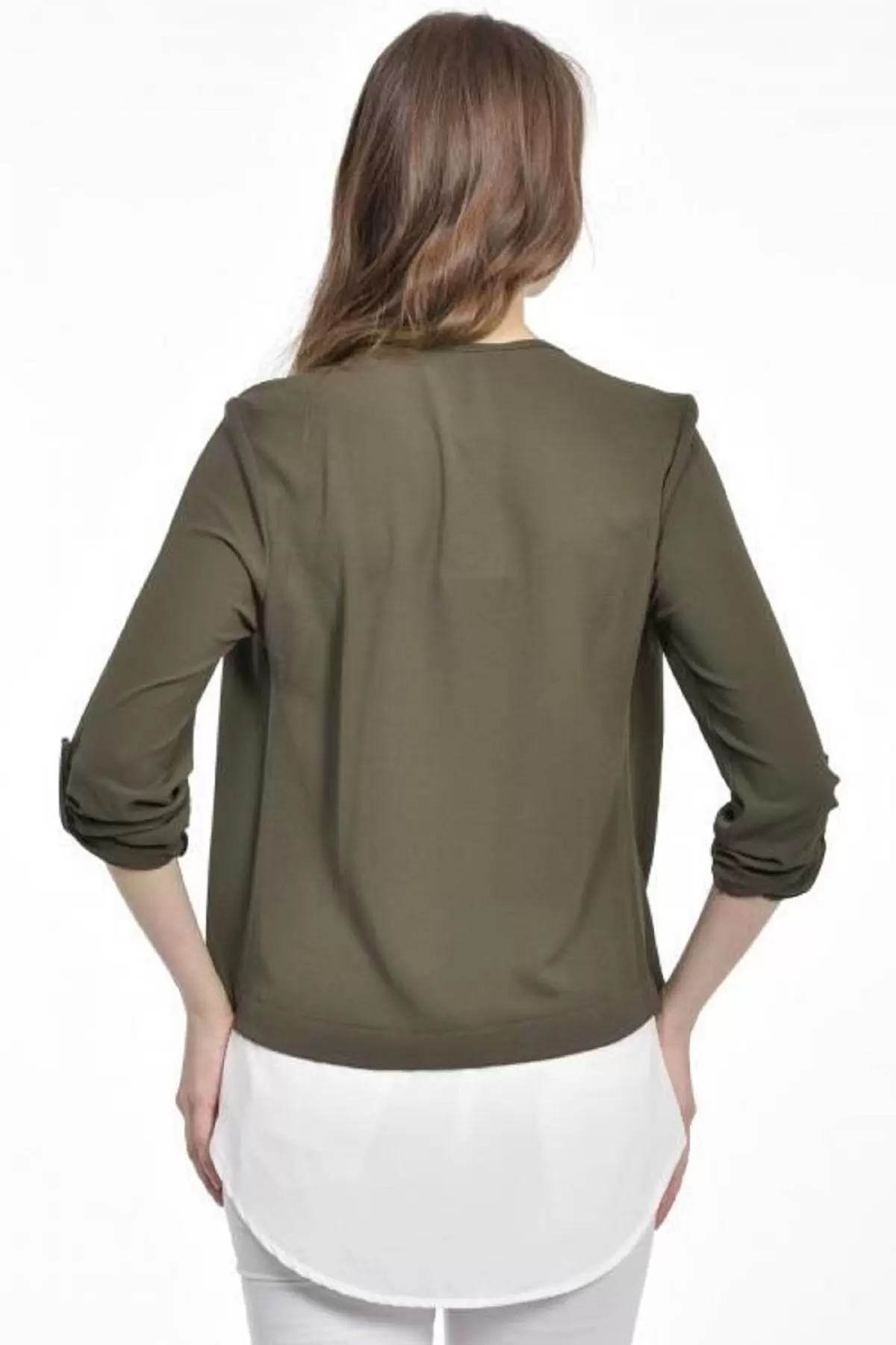 İnci Detaylı Haki Kadın Krep Bluz