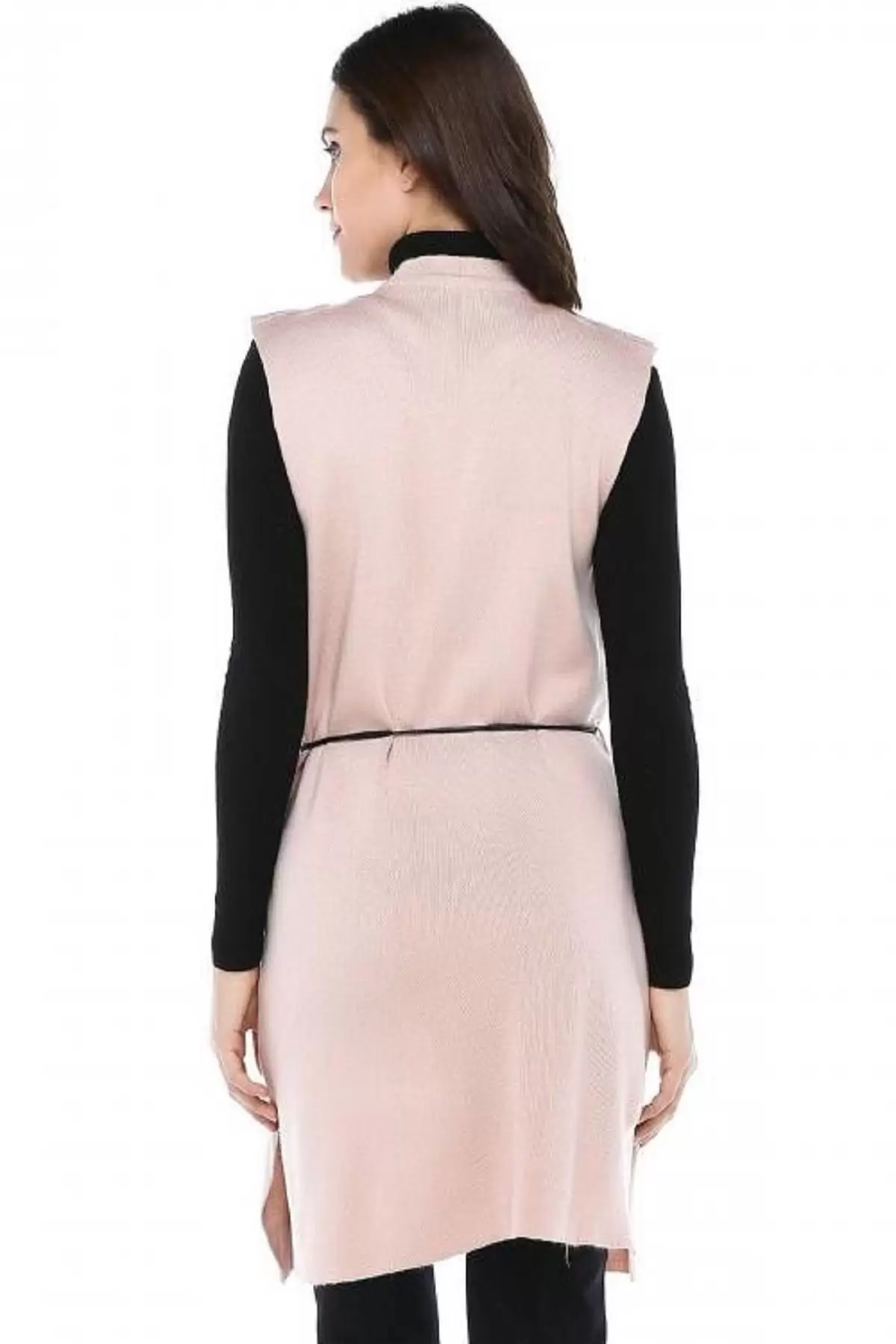 İncili ve Pullu Somon Triko Kadın Yelek