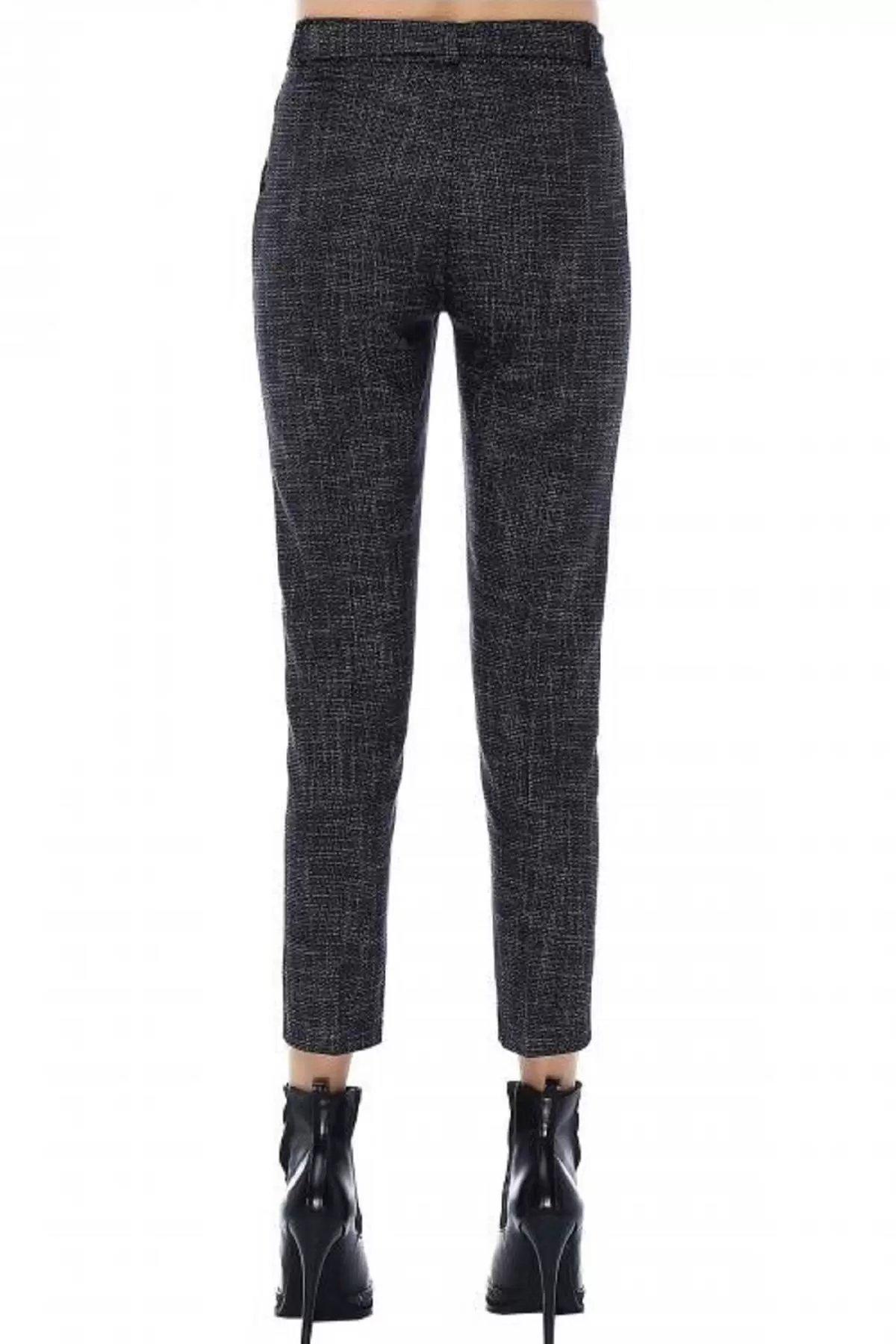 Kuşaklı Kırçıllı Lacivert Bilek Kadın Pantolon