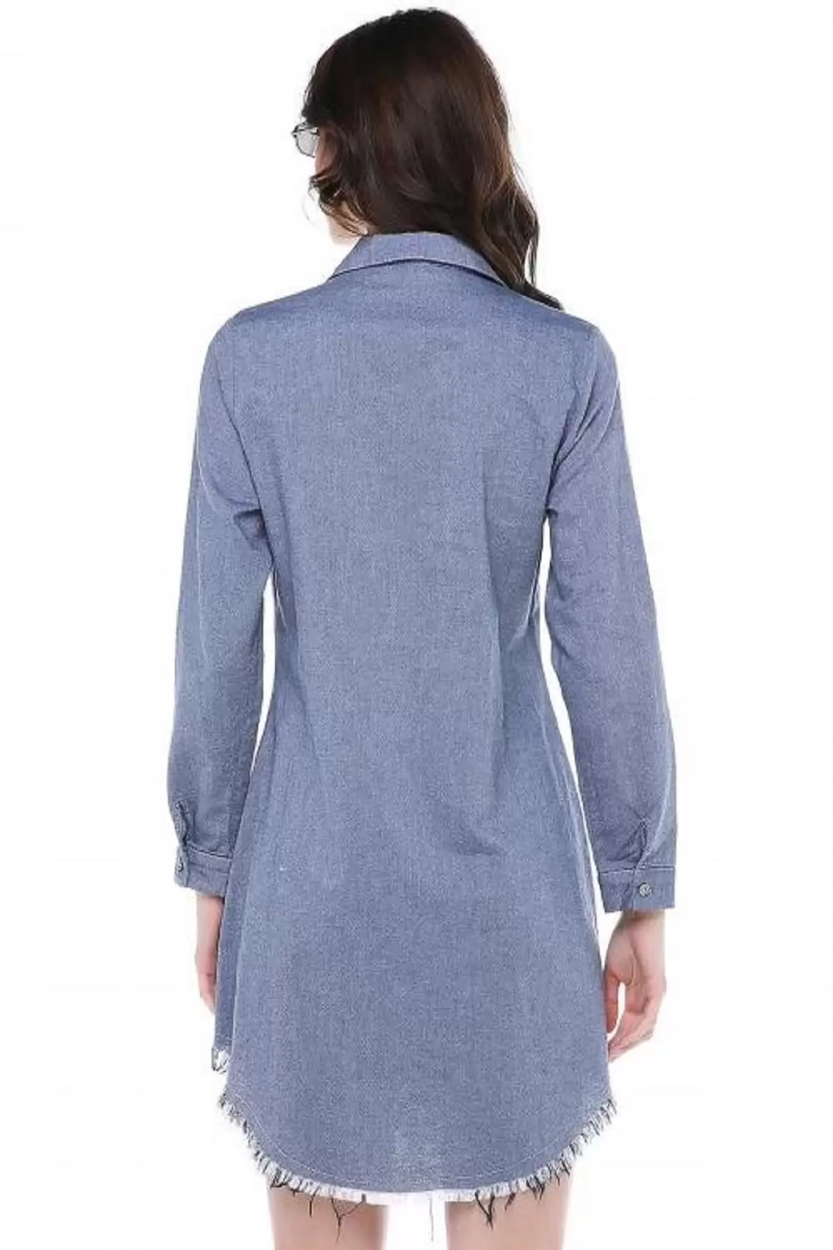 Püsküllü Cepleri Sütun Taşlı Gri Kadın Keten Tunik