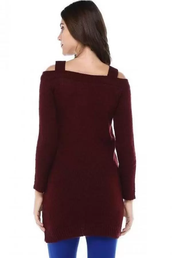 Askılı Bordo Triko Kadın Bluz
