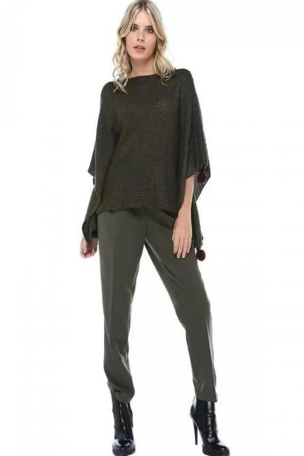 Belden Lastikli Haki Bilek Kadın Pantolon