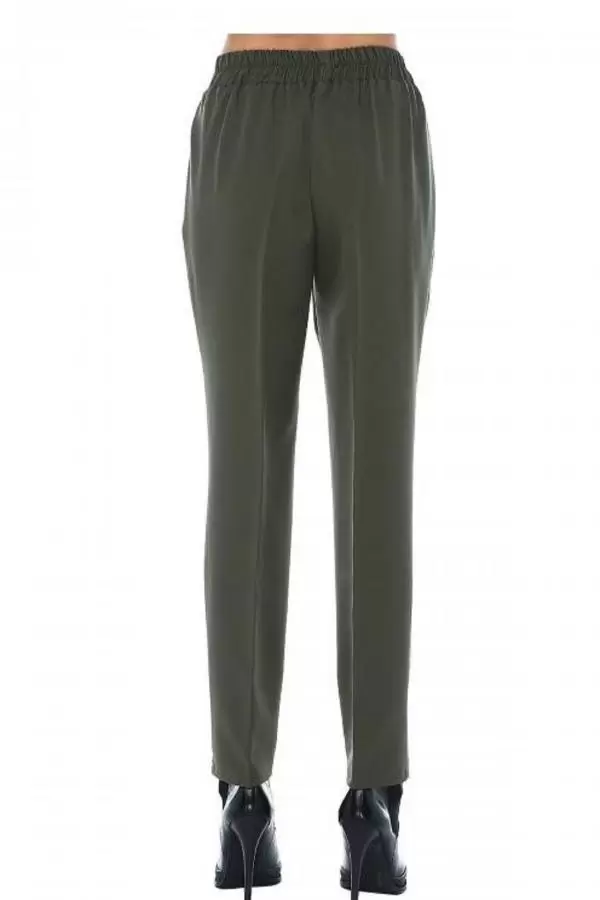 Belden Lastikli Haki Bilek Kadın Pantolon