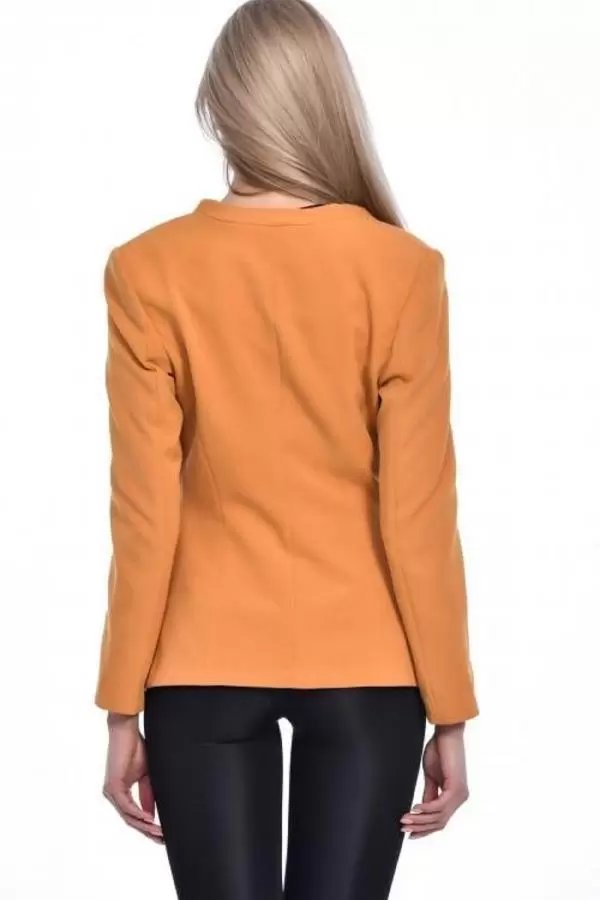 Düğme ve Pile Detaylı Blazer Hardal Kadın Ceket