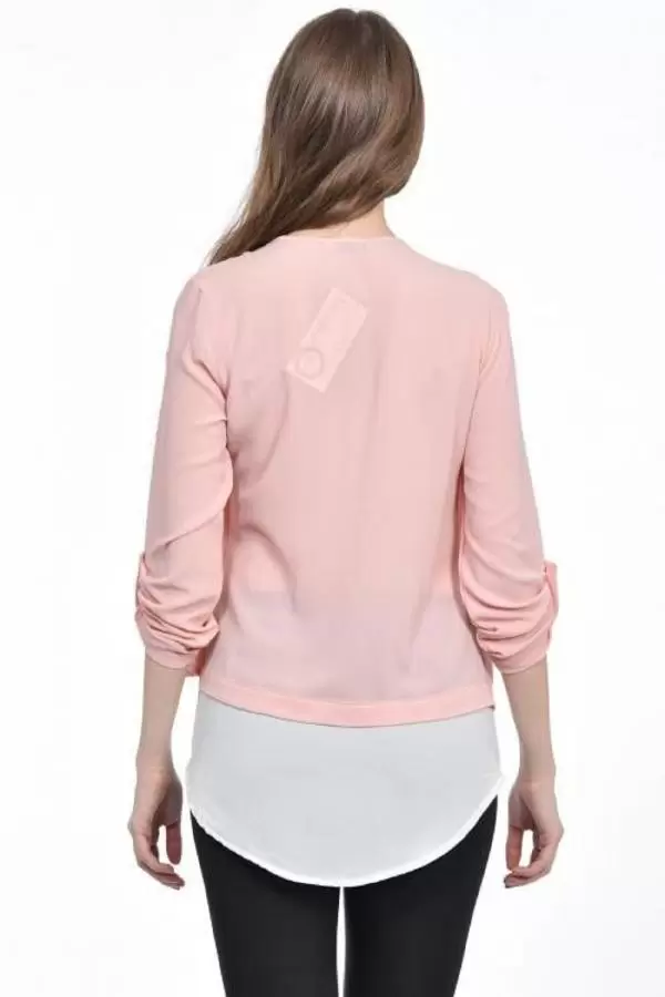 İnci Detaylı Pudra Kadın Krep Bluz