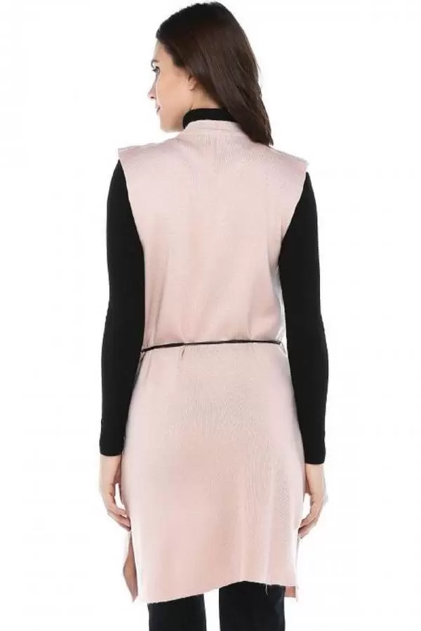 İncili ve Pullu Somon Triko Kadın Yelek