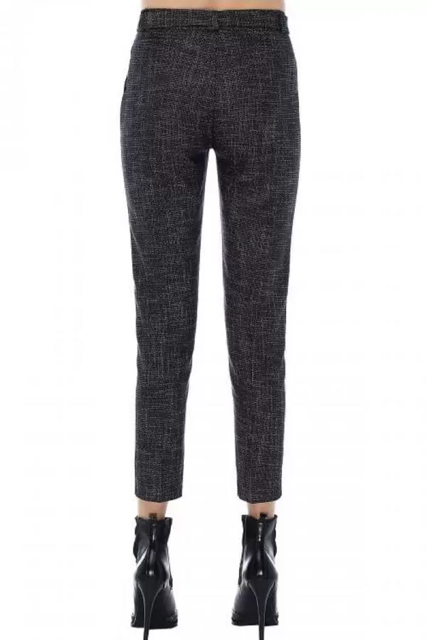 Kuşaklı Kırçıllı Lacivert Bilek Kadın Pantolon