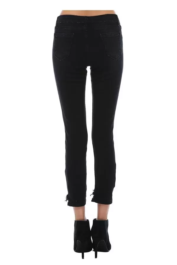 Siyah Denim Paça ve Cep Detaylı Kadın Pantolon