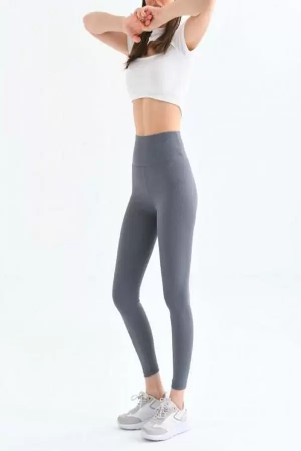 Yüksel Bel Toparlayıcı Fitilli Kadın Gri Tayt